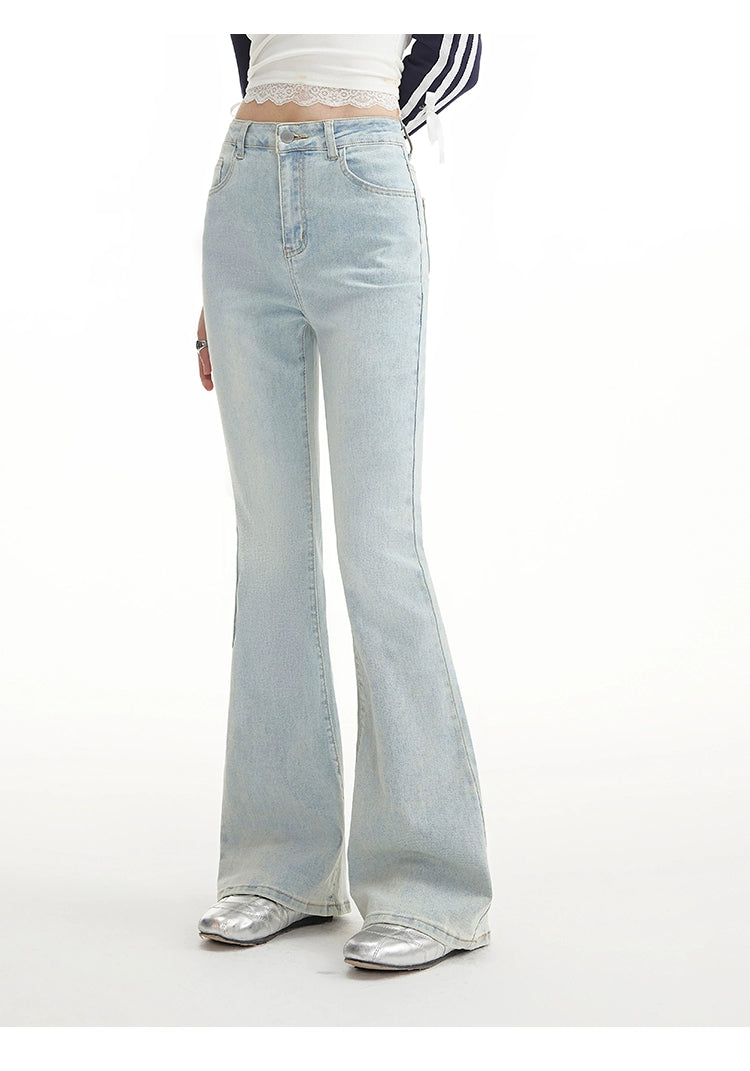UNIFREE Slightly Pulled Low-rise Slim-fit Fashion Jeans
