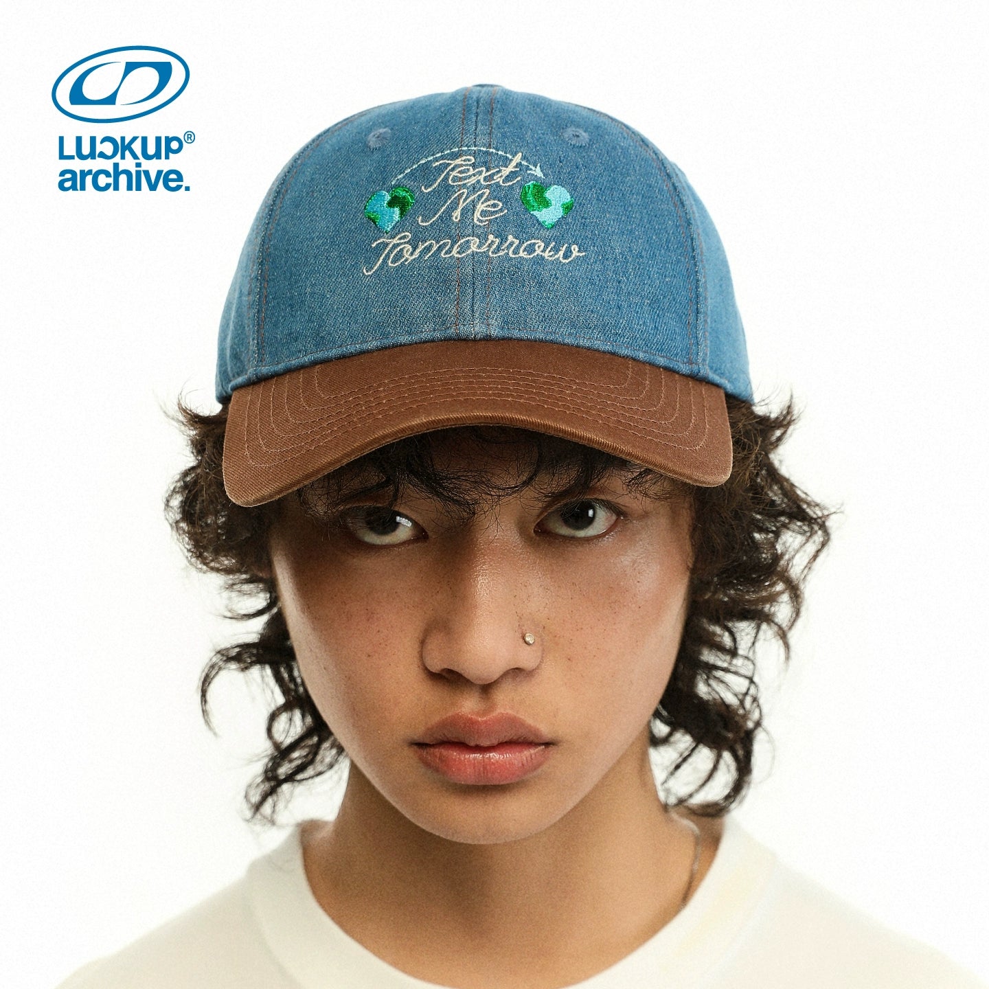 LUCKUP Denim Color Matching Retro Embroidered Baseball Cap