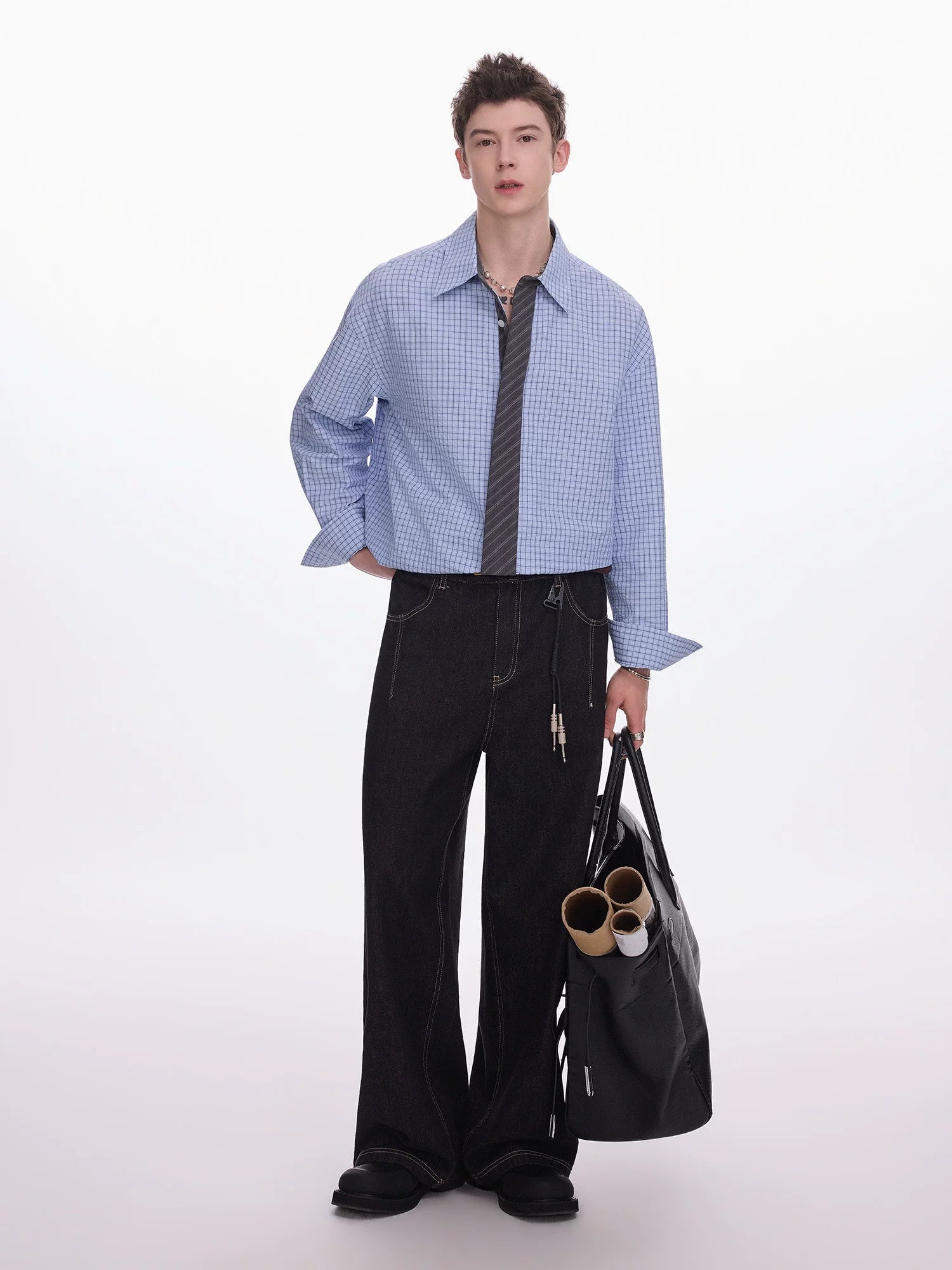 CHOR Vintage Plaid Tie Shirt