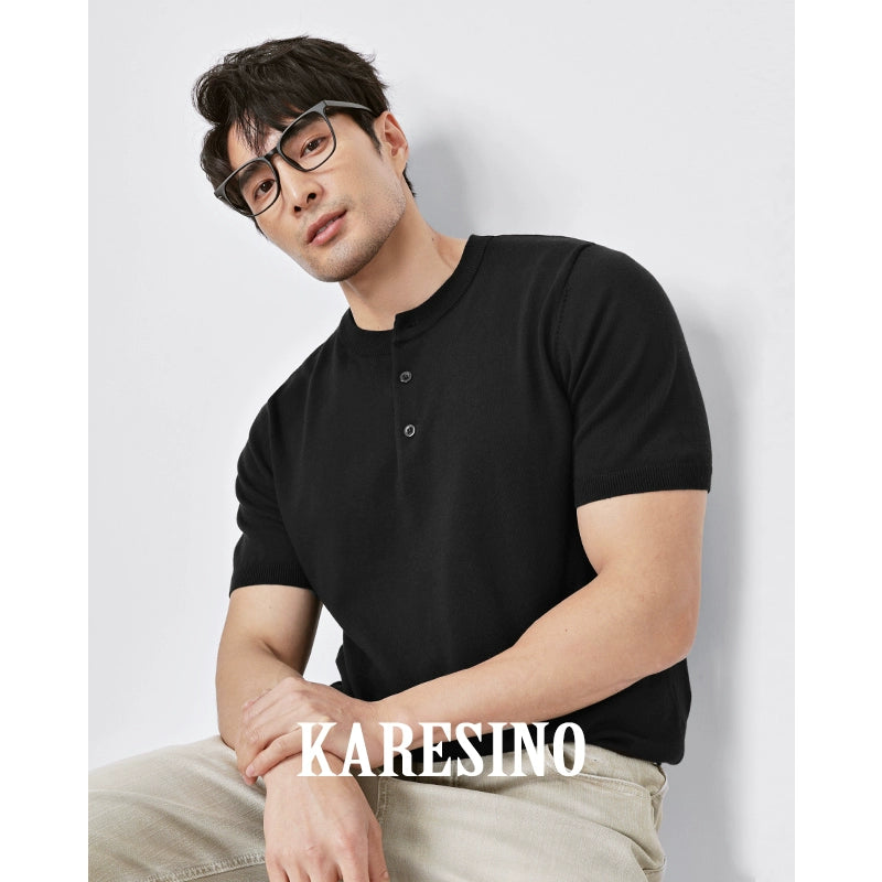 KARESINO Breathable Henry Collar Casual Tee