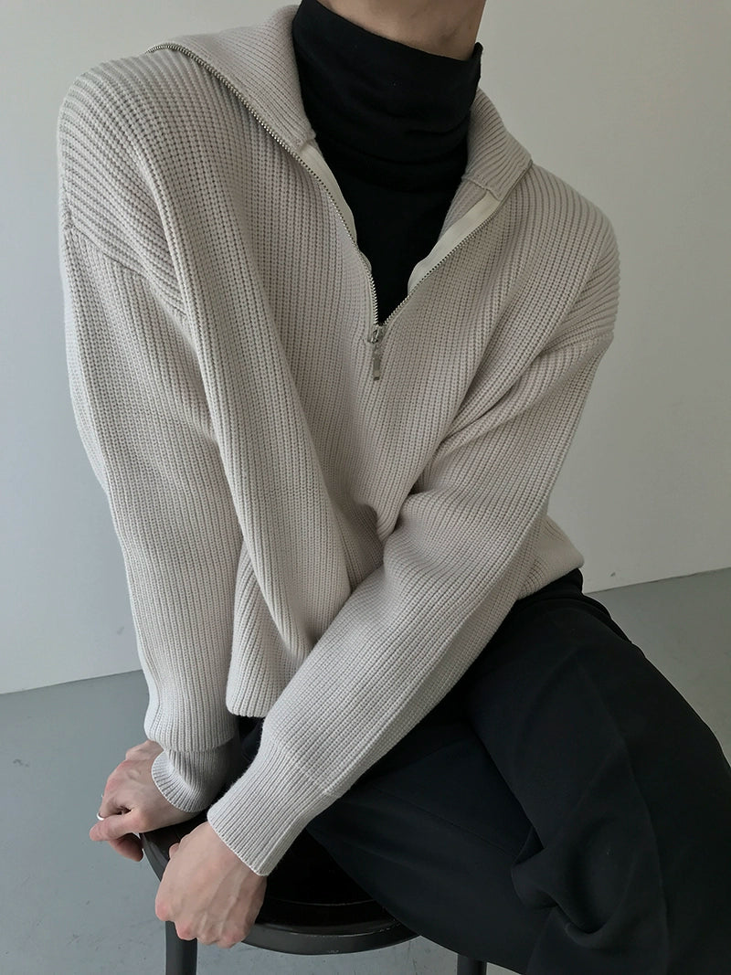 COLN Vintage Turtleneck Zip-up Sweater