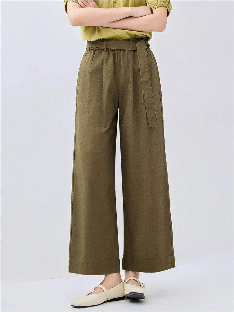 Giordano Strap-on Wide-leg Elastic Waist Capris