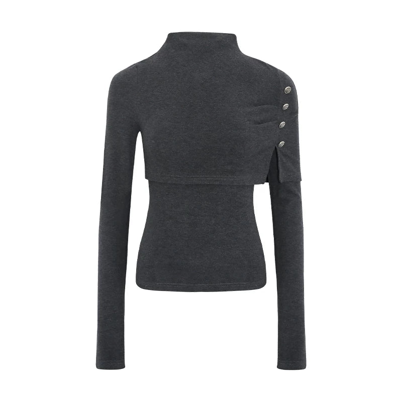 Wildberry Casual Semi-turtleneck Long Sleeve