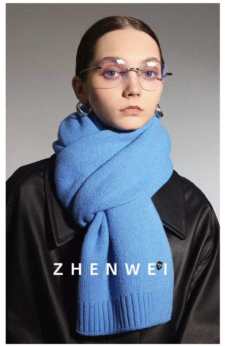 ZHENWEI 100% Wool Enlarged and Widened Knitted Long Scarf