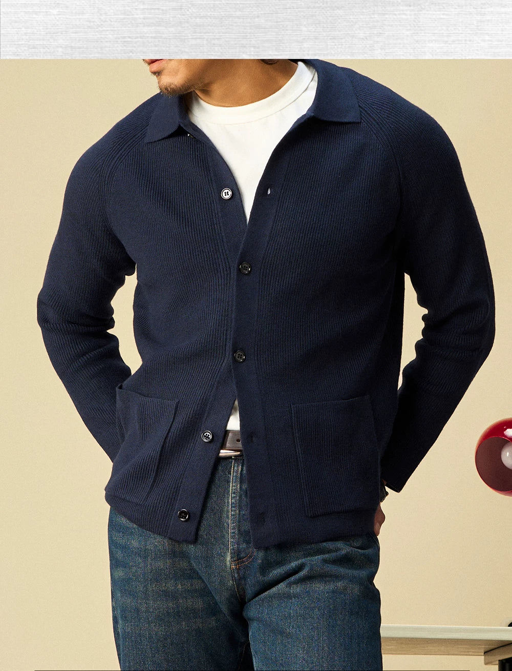 SOARIN Polo Neck Knitted Light Luxury Casual Business Sweater Jacket