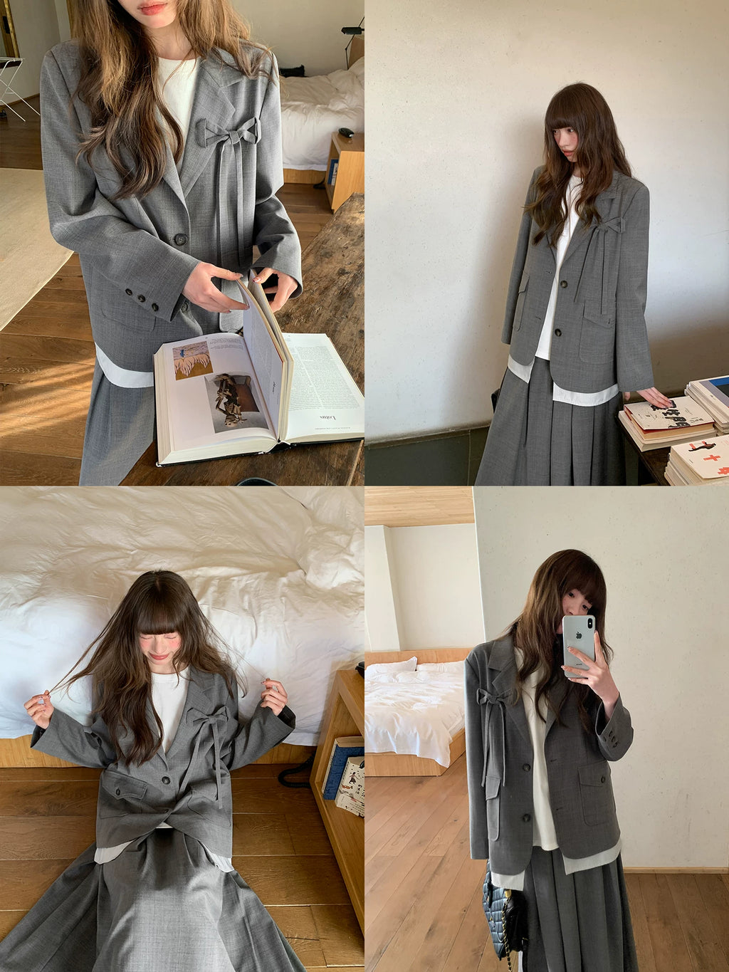 KANO Bow Blazer Skirt Suit