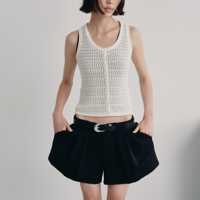 JCAESAR False Placket Hollow Knitted Vest