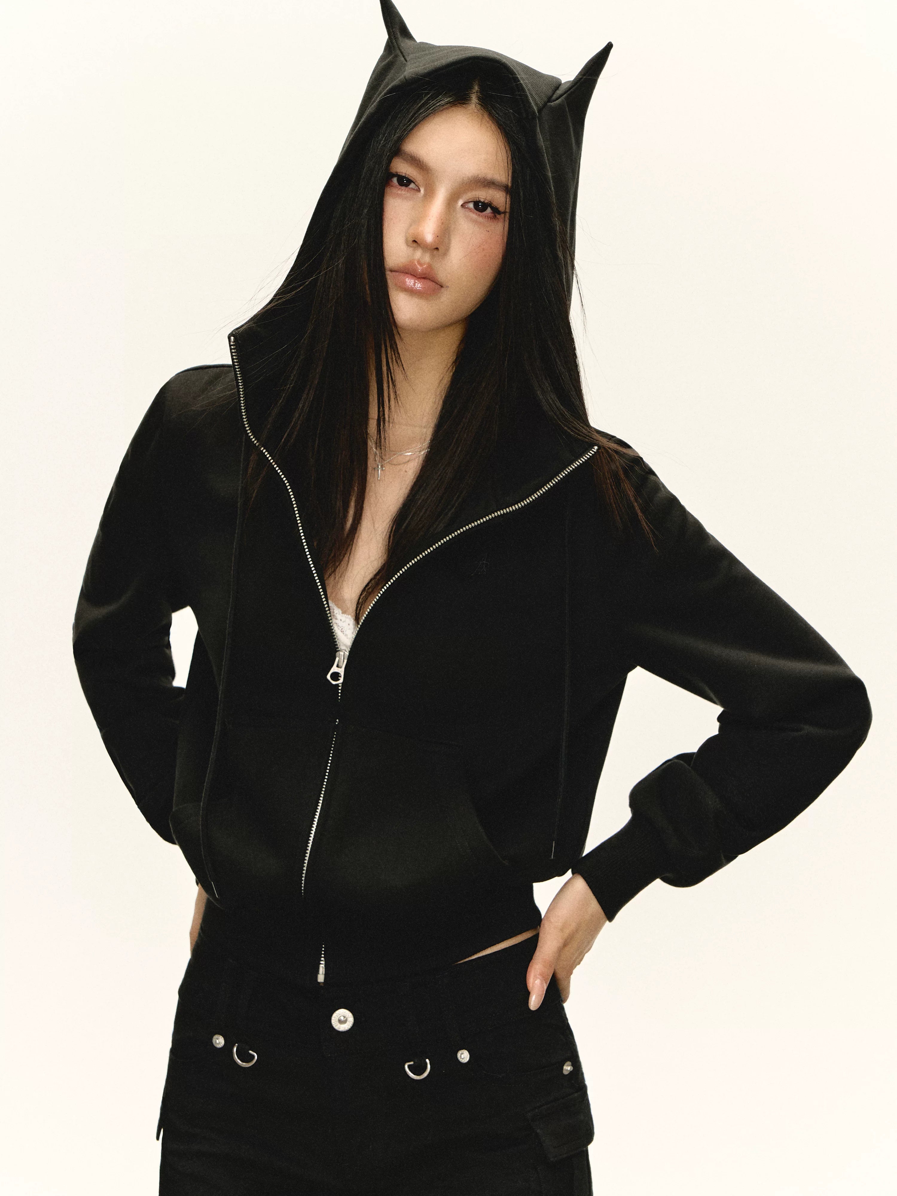 Ariseism Vintage Imp Hooded Short Zip Jacket