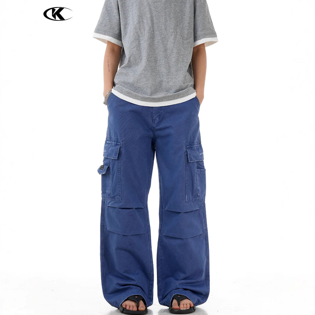 11KN Drawstring Retro Straight Loose Casual Pants