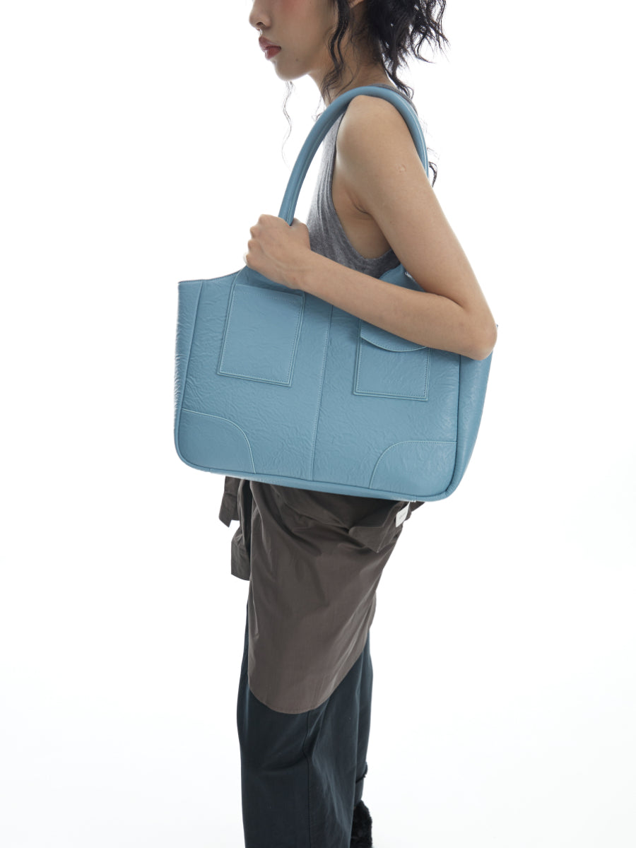 DirtySix Yuri Big Cow Split Leather Tote retro-patterned cowhide large-capacity Bag