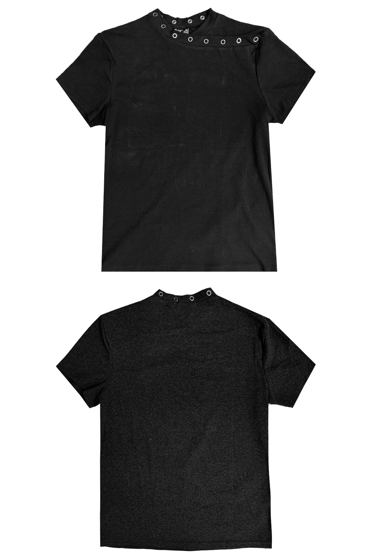 Sosick Metal Buckle Crossed Shoulder Knitted Slim Fit Tee