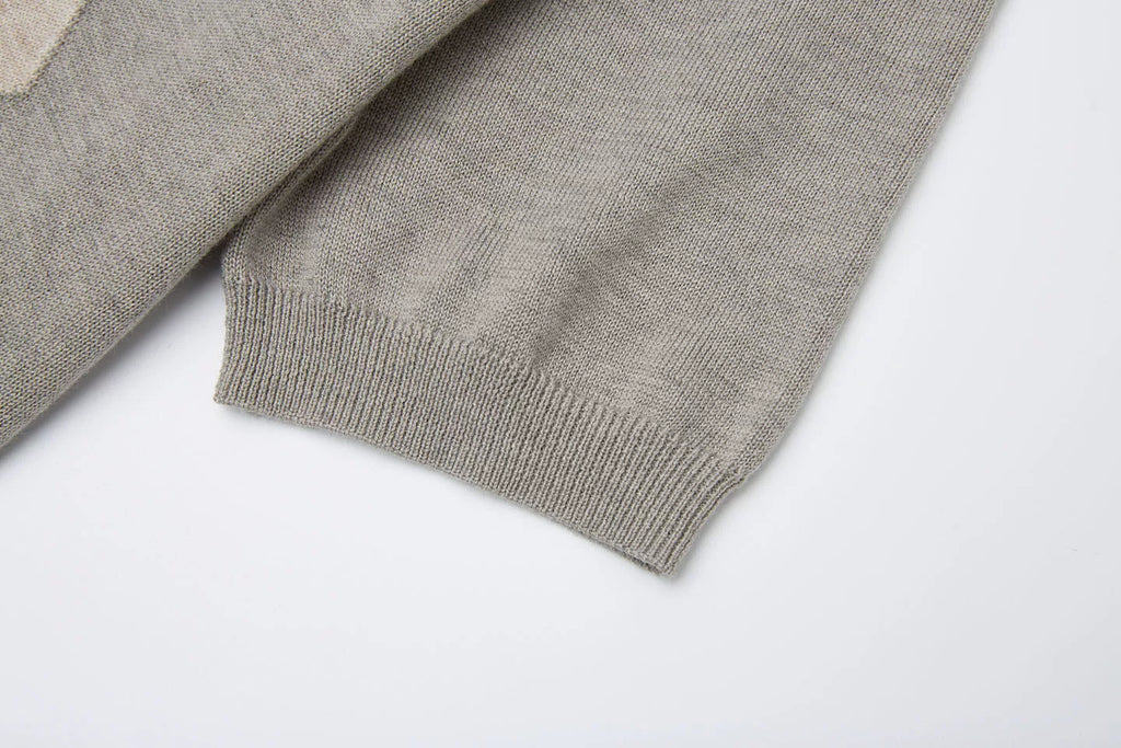 TAICHIISM Rhombus Knitted Splicing Plaid POLO Knitted Tee