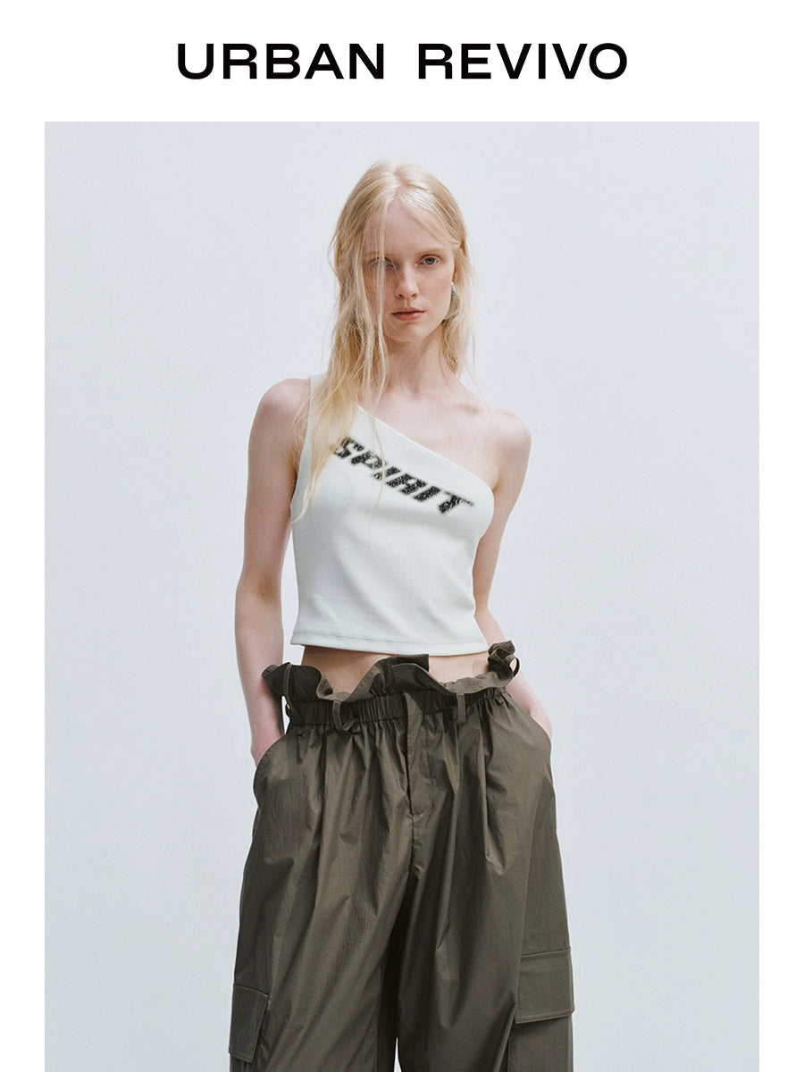 URBAN REVIVO Contrast Color Pattern Outdoor Wear Slash Shoulder Collar Vest