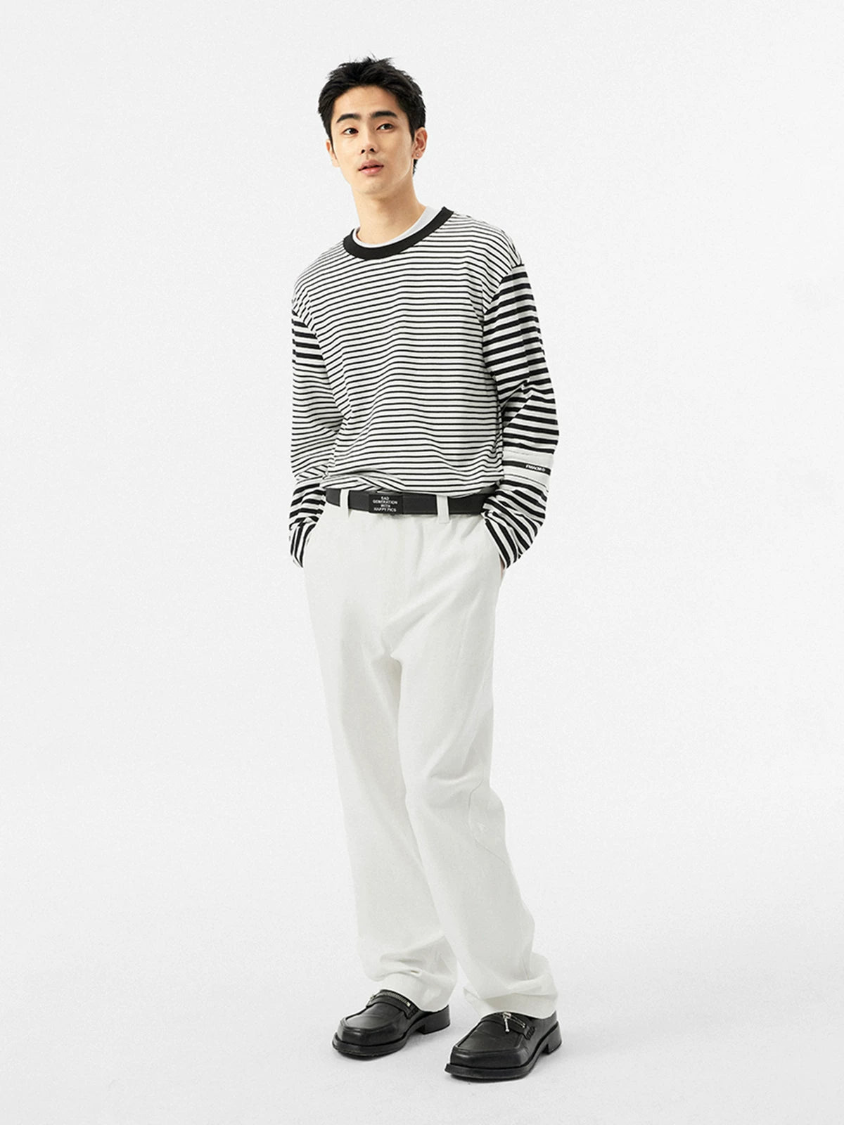 FMACM Irregular Striped Splicing Long Sleeve