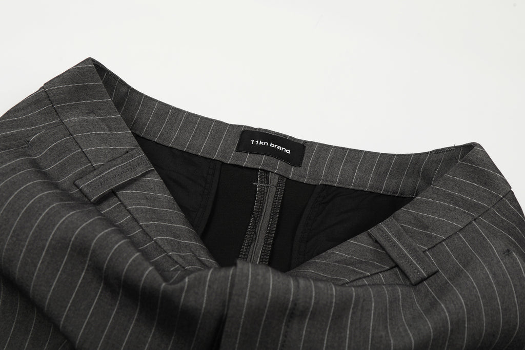 11KN Vertical Striped Thin Pleated Casual Pants