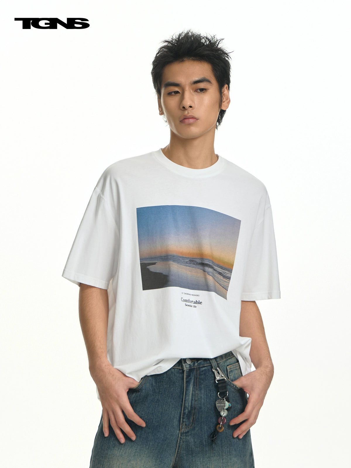 TGNS Landscape Print Loose Casual Tee