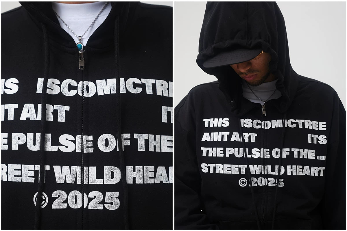 ComicTree Full Print Old Zip Hoodie Sweater