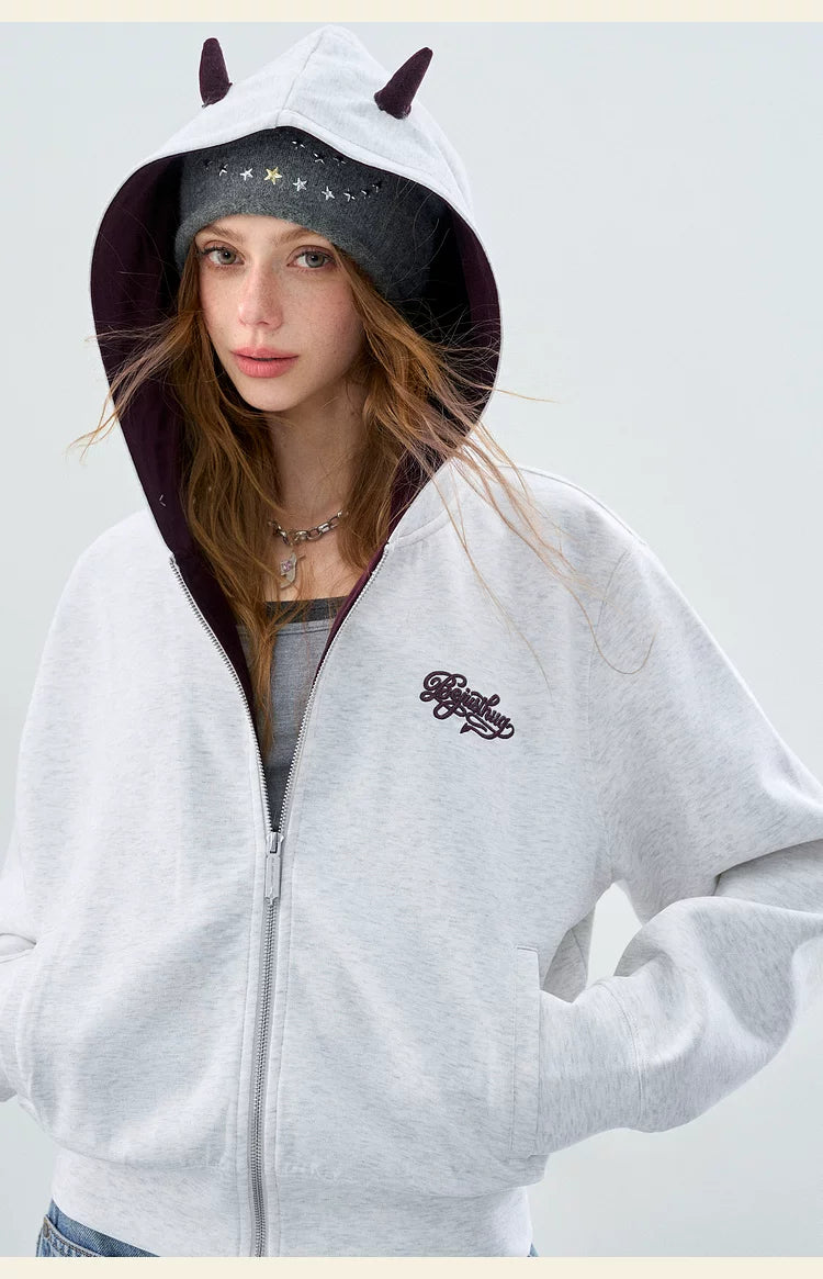 BJHG Little Devil Hooded Cardigan Sweater