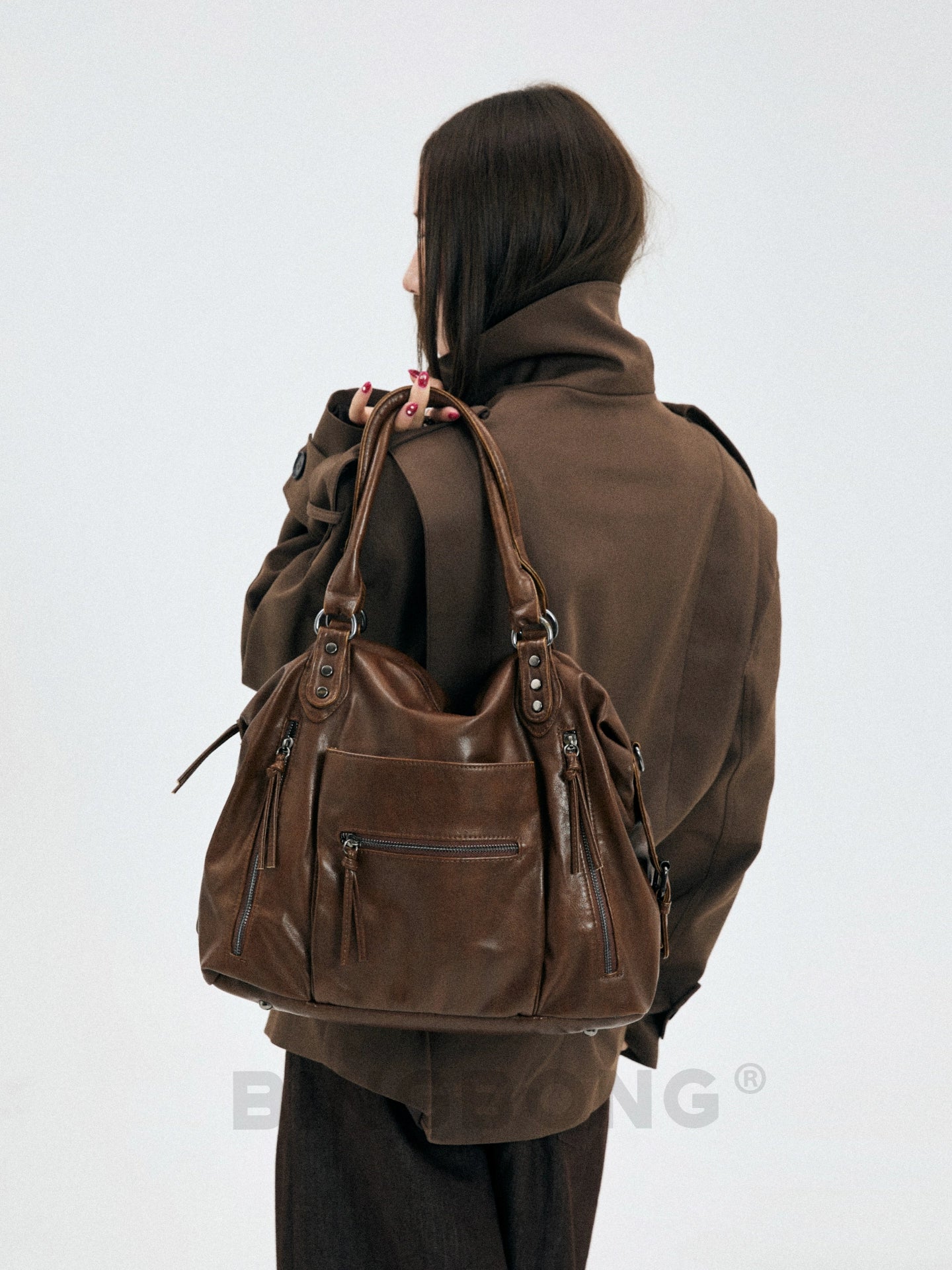 BINGBONG Retro Large Capacity Shoulder Messenger Bag