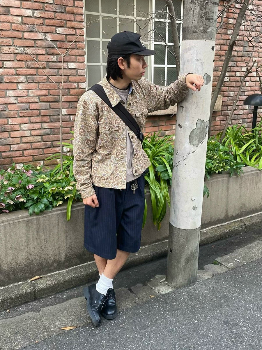 TWOMOONS Vintage Vertical Stripe Suit Shorts