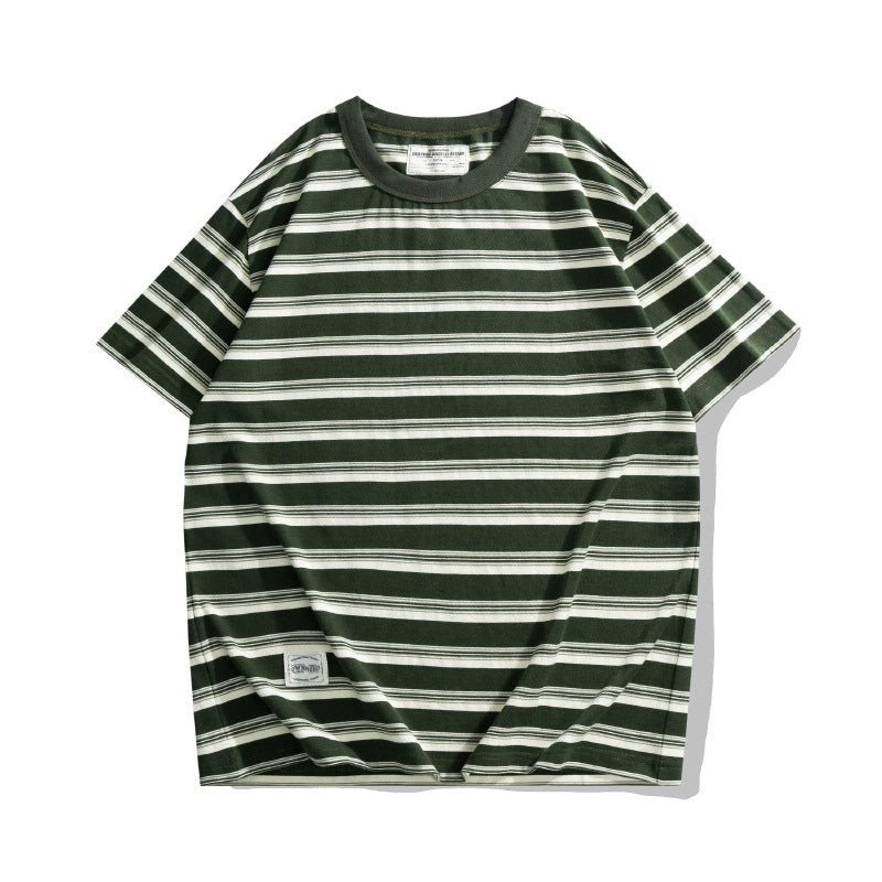 PrintAce Retro Sports Style Knitted Striped Tee