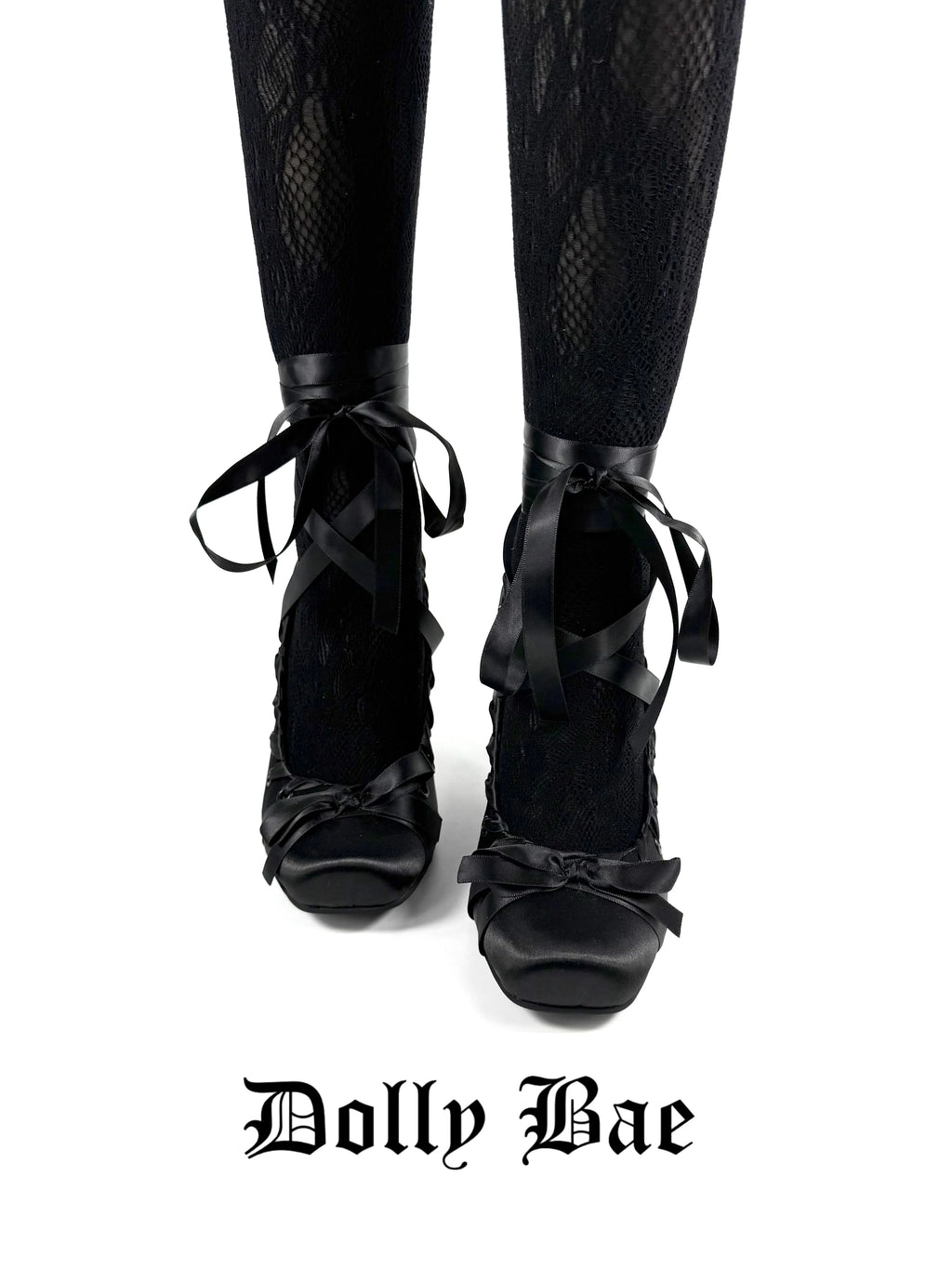 Dollybae Ballet Satin Strap-Up Square Heel Shoes