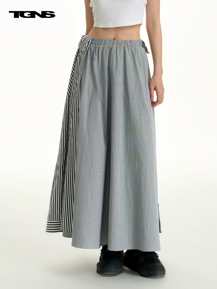 TGNS Striped Shirt Spliced Skirt