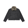 CHANYOOU Retro Fur Collar Pocket Short Cotton Dress