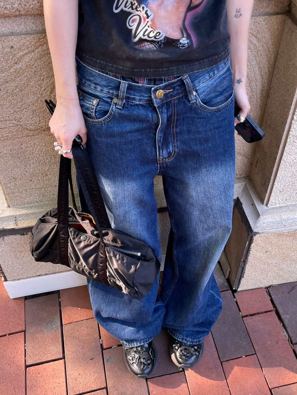 MMBBT Multi-pocket Embroidered Loose and Versatile Jeans