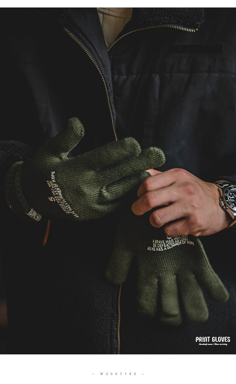 Maden Vintage Knitted Printed Full Finger Gloves