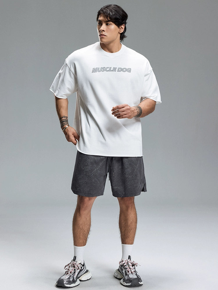 Muscle Dog Contrasting Print Loose Casual Fitness Tee