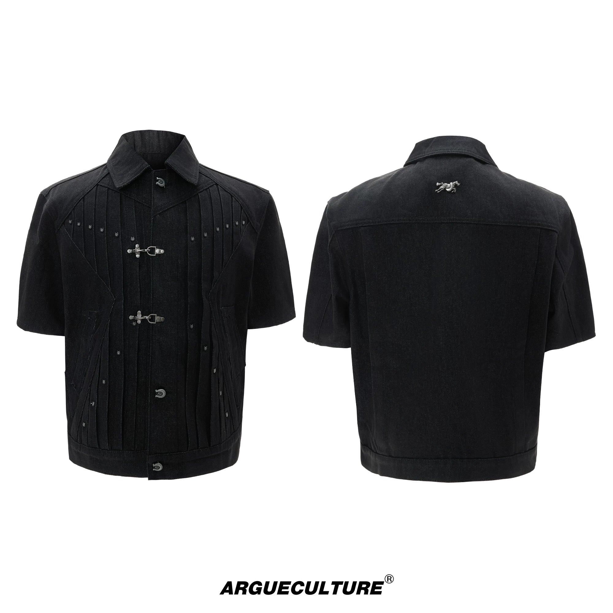 ArguECulturE Pleated Lapel Denim Jacket Micro-pull Jeans Set