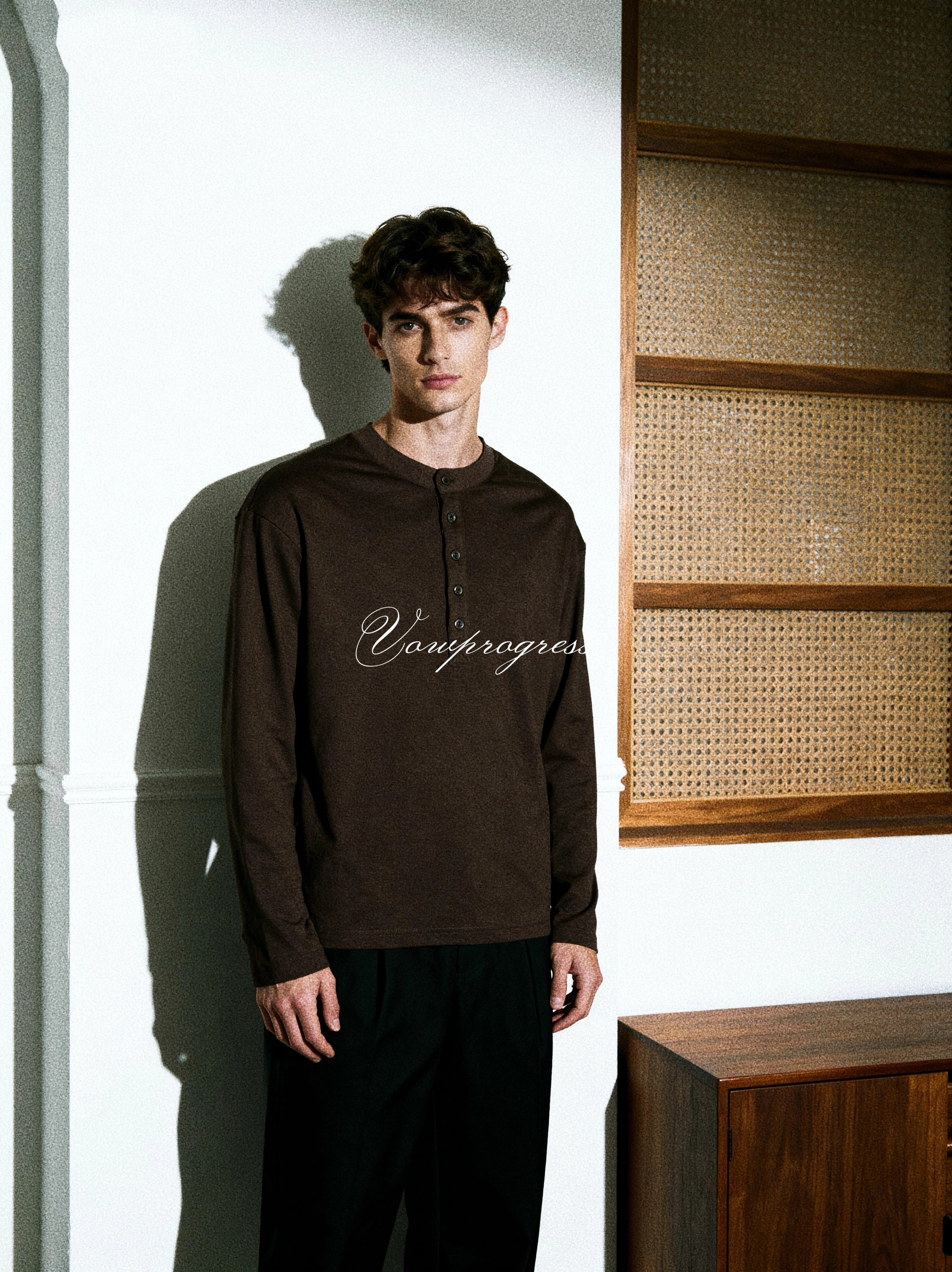 VOWPROGRESS Henry Collar Drape Base Long Sleeve