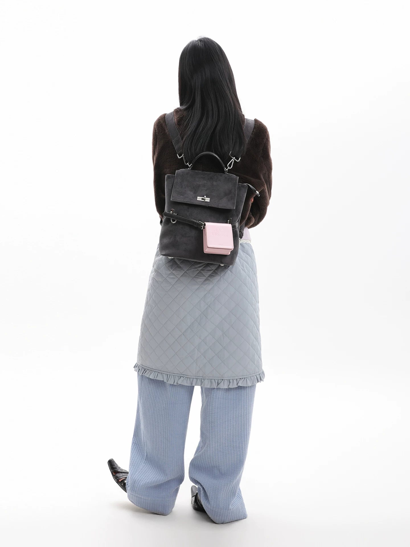 JANDRESS Suede Contrasting Backpack