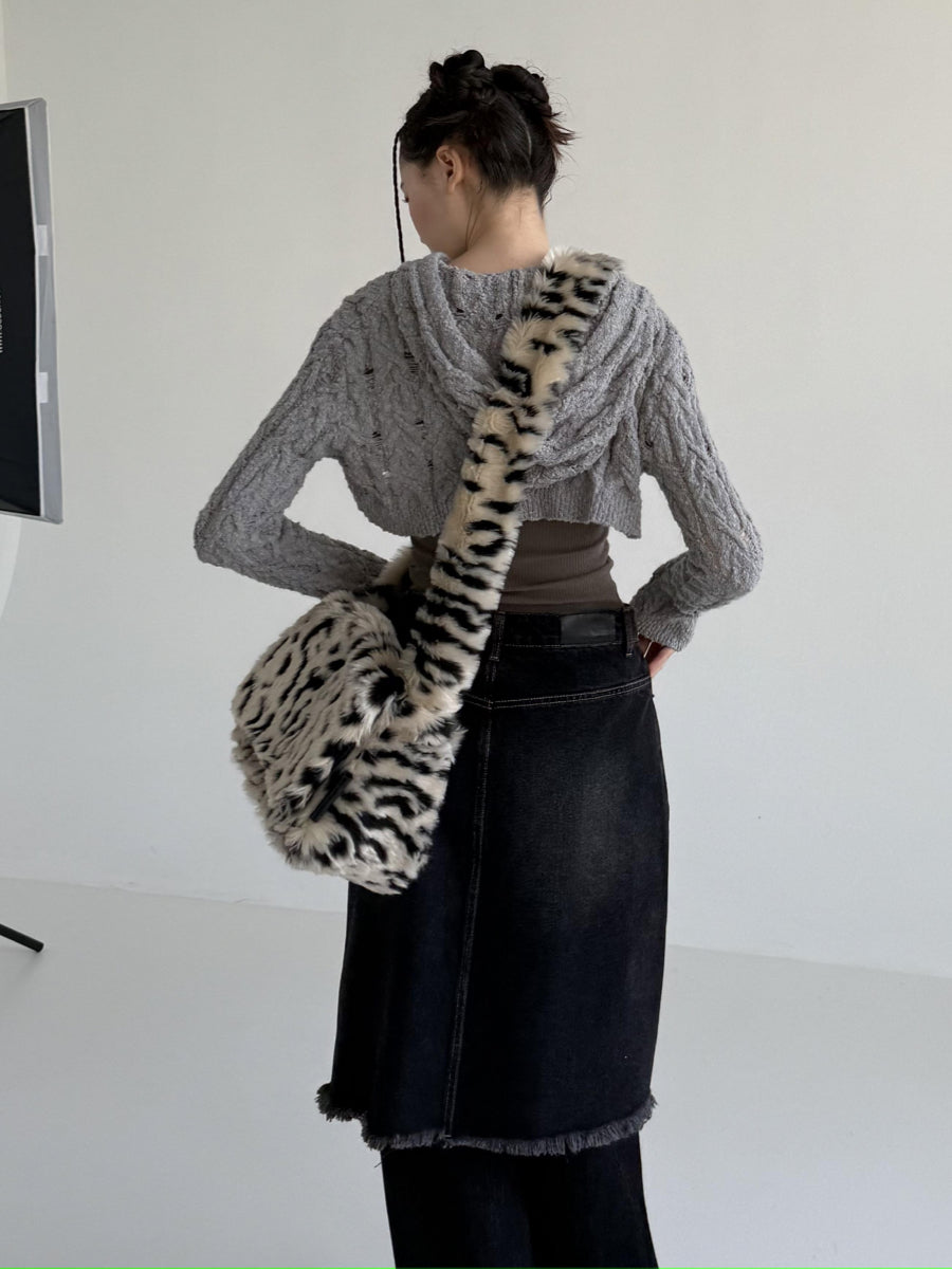 DirtySix spotted leopard flip square bag