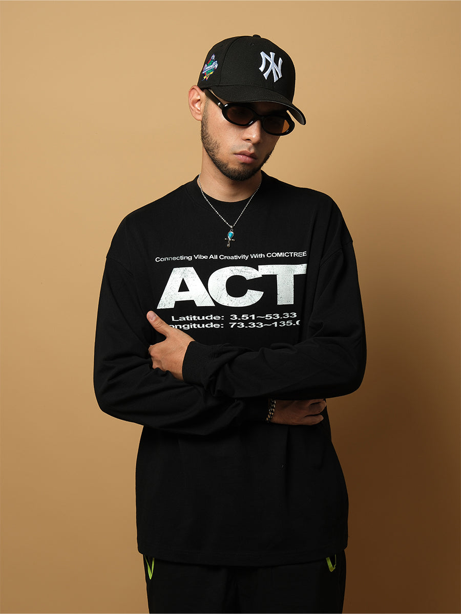 ComicTree C.t  multi-color action slogan long-sleeved Tee