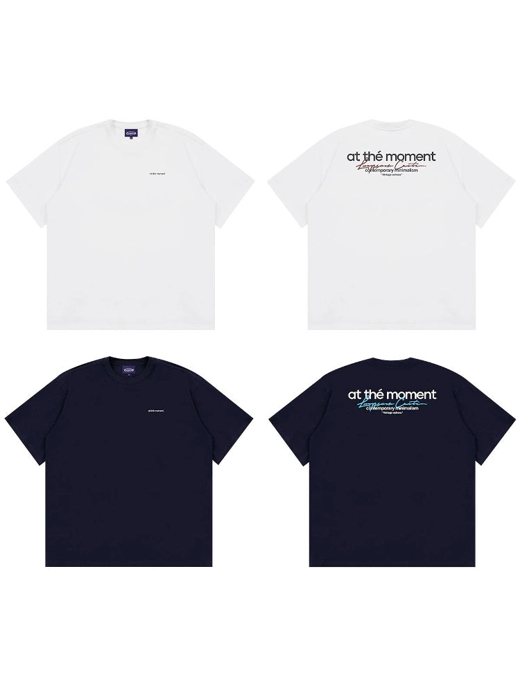 Loopsoon Back Printed Logo Casual Loose Tee