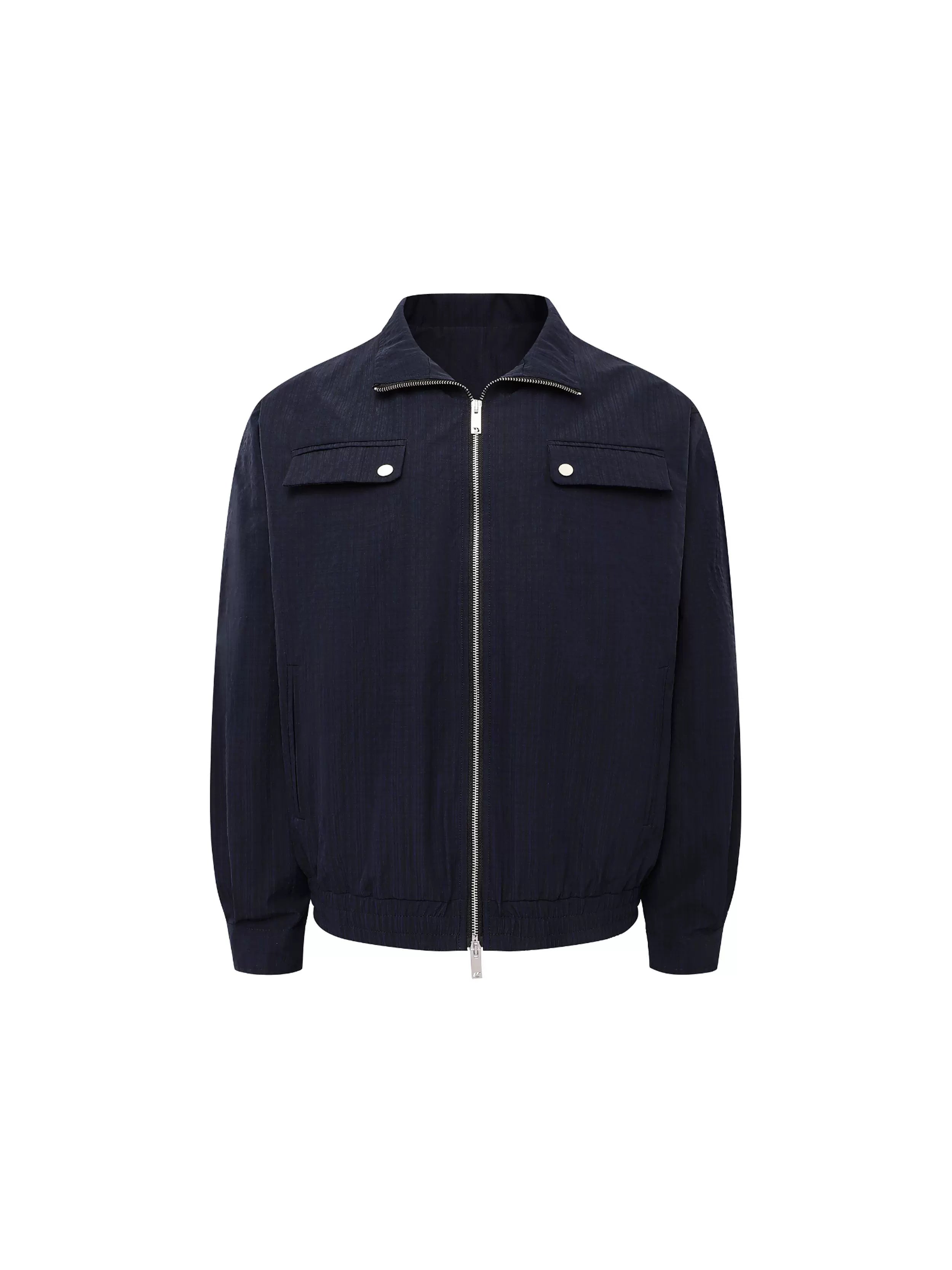 DIMC Double-head Zipper Plaid Stand-up Collar Thin Jacket