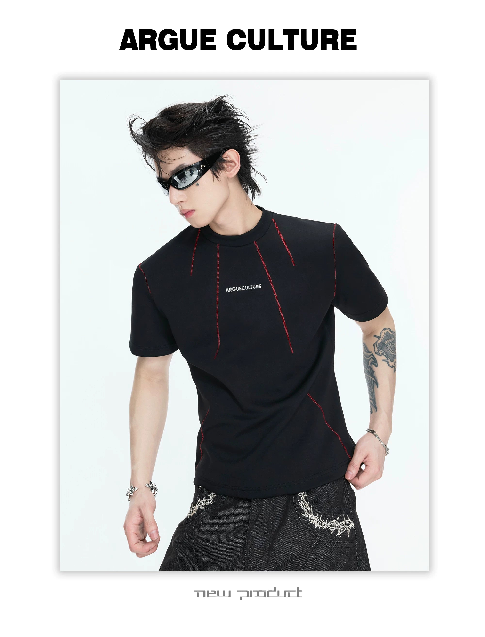 ArguECulturE Front Shoulder Slim Fit Contrasting Tee