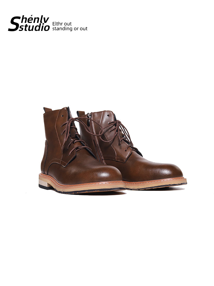 SHENLV STUDIO Vintage British Tooling Boots Locomotive Boots