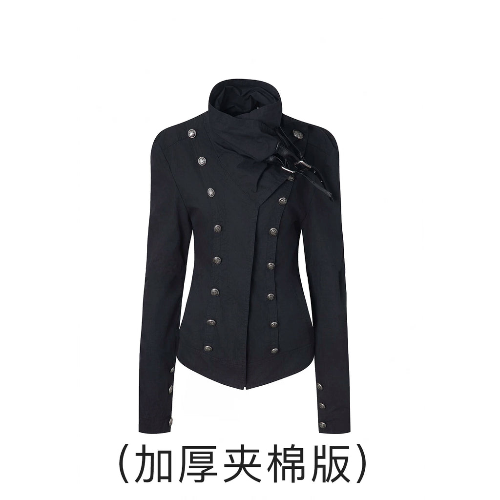 DoublePunch High-neck Vintage Metal Buckle Padded Thickened Jacket