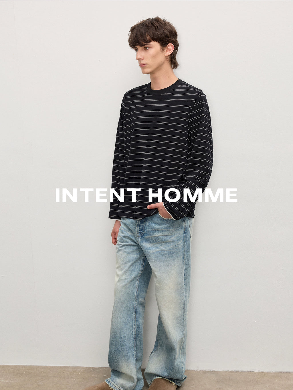 INTENT Double-line Striped Contrasting Long Sleeves