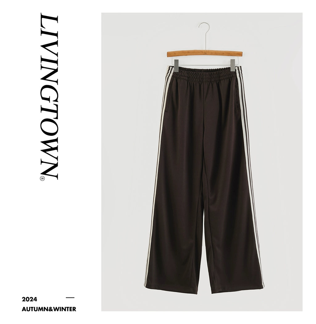 LIVINGTOWN Japanese Loose Casual Simple Striped Contrasting Pants