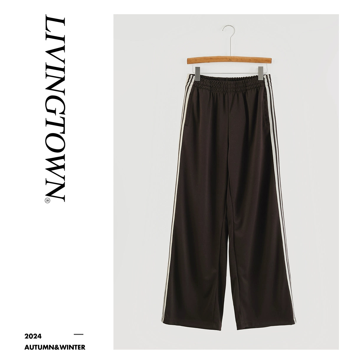 LIVINGTOWN Japanese Loose Casual Simple Striped Contrasting Pants