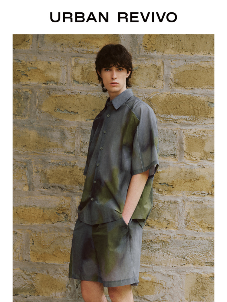 URBAN REVIVO Casual Contrast Super Loose Short Sleeve Cardigan Shirt