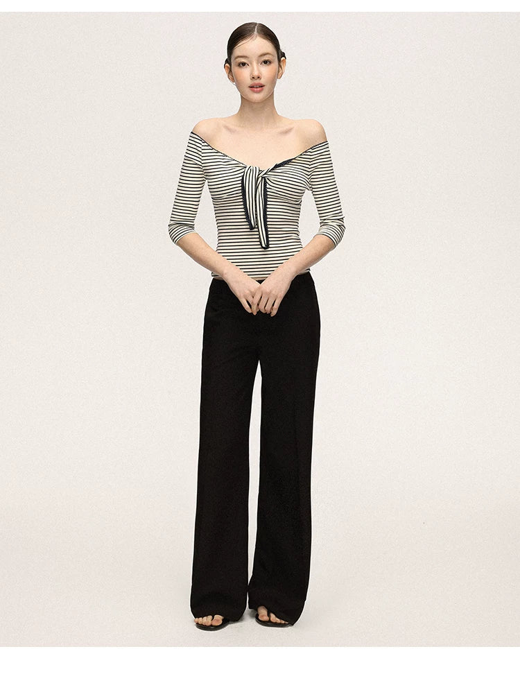 Anna Aneae High Waist Wide Leg Skinny Suit Pants