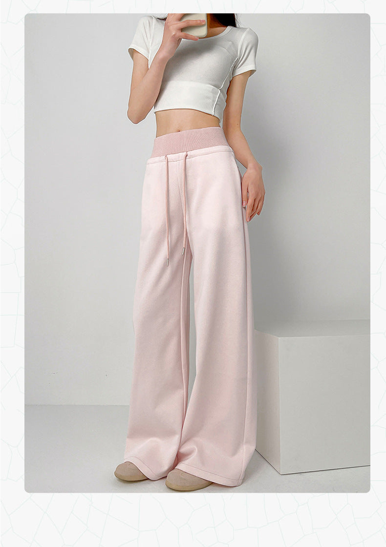 TIANQINGSE High-waisted Slim Straight Casual Wide-leg Sweatpants
