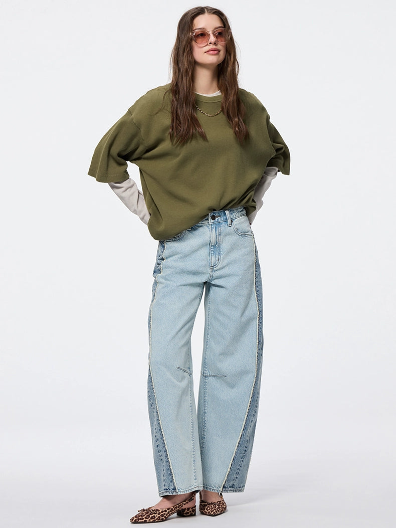 GU Color Matching Barrel Denim Scimitar Pants