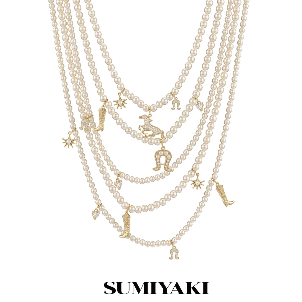 SUMIYAKI Flash Pony Full of Diamonds Multi-layer Pearl Necklace