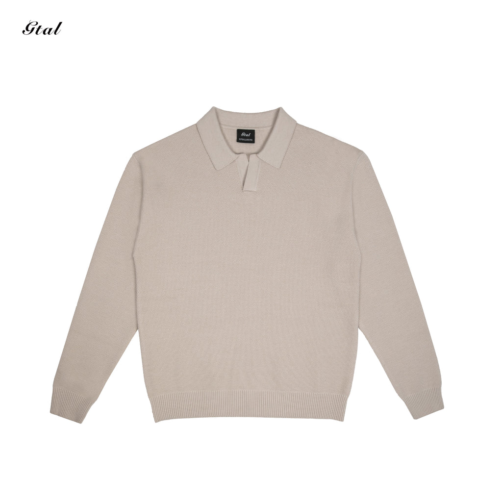 GTAL Retro Casual Long-sleeved Lapel Knitted Sweater